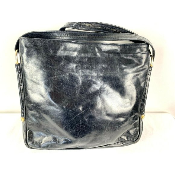 Vintage BALLY Black Luxurious Leather Medium Crossbody Shoulder Handbag Purse - Picture 2 of 12
